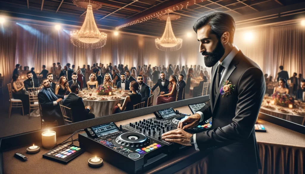 Illustration représentant le rôle essentiel du DJ de mariage dans la création d'une ambiance festive